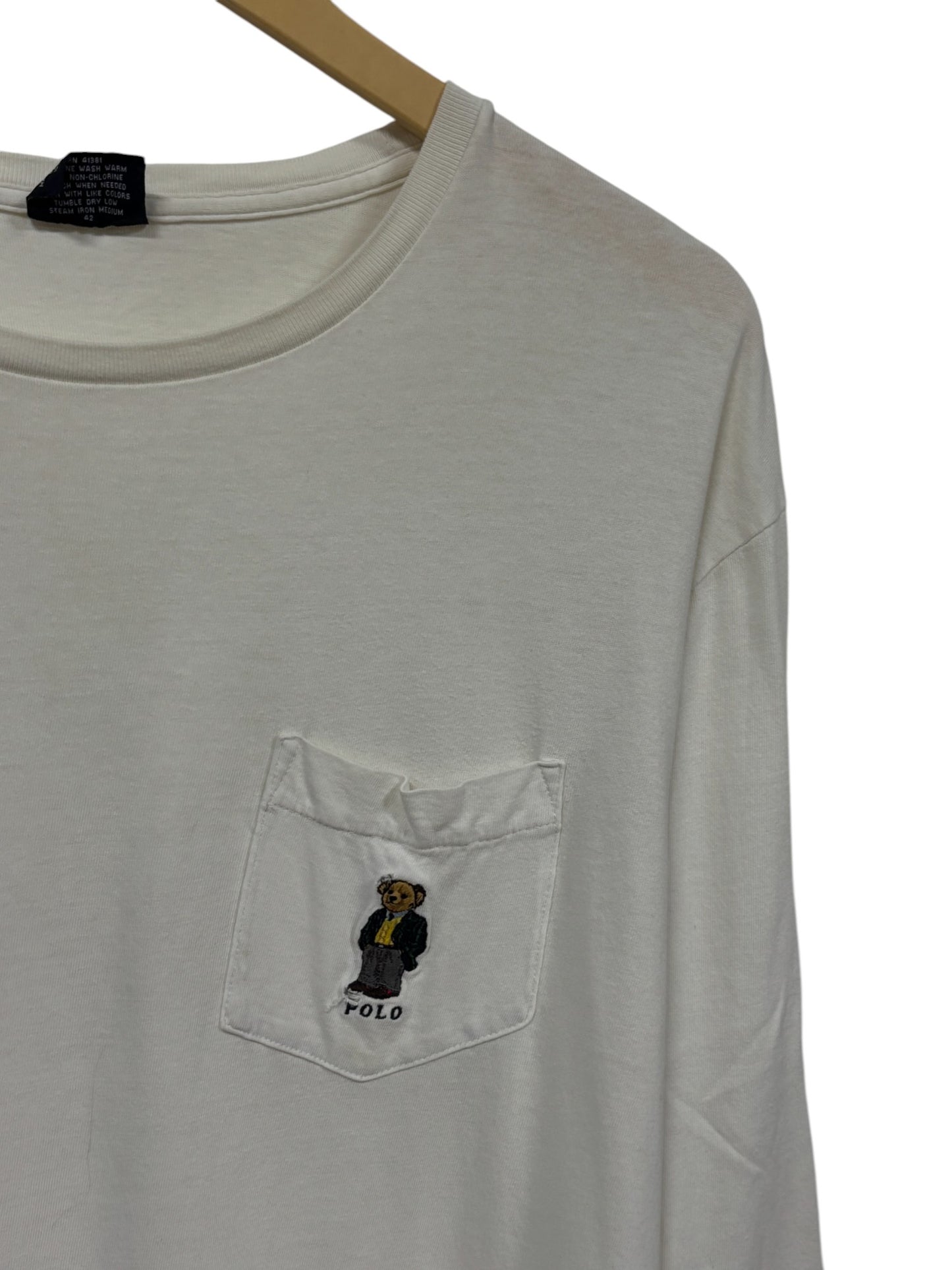 Vintage 90's Polo Ralph Lauren Bear Pocket Long Sleeve Shirt Size Large