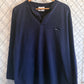Vintage 90's Reebok Long Sleeve Henley Navy Blue Shirt Size XL