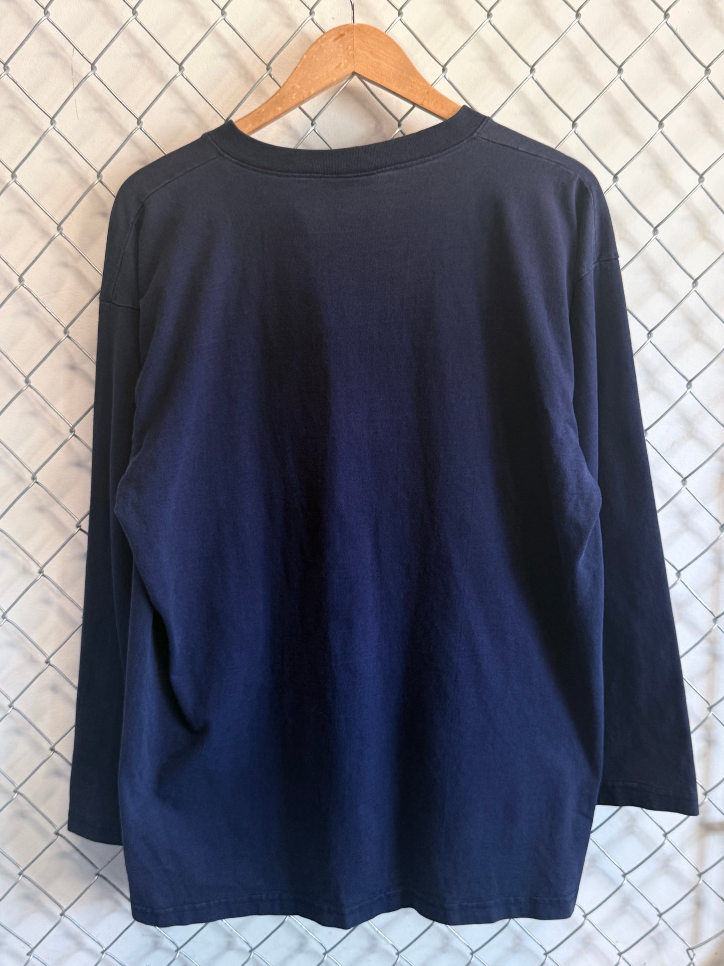 Vintage 90's Reebok Long Sleeve Henley Navy Blue Shirt Size XL