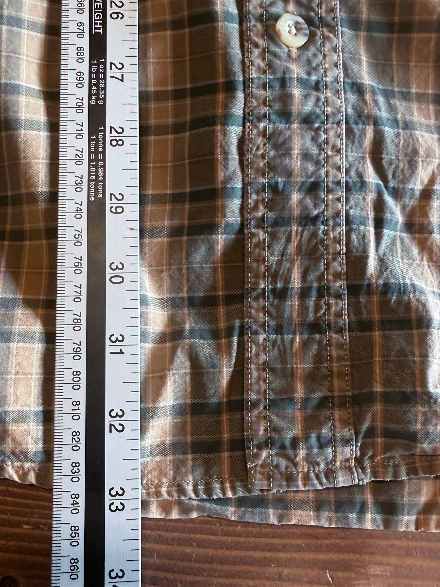 Carhartt Brown Plaid Button Up Work Shirt Size XXL Tall