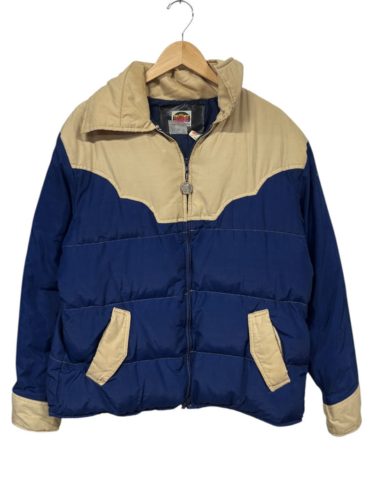 Vintage 70's Miller Blue Tan Goose Down Insulated Jacket Size XL