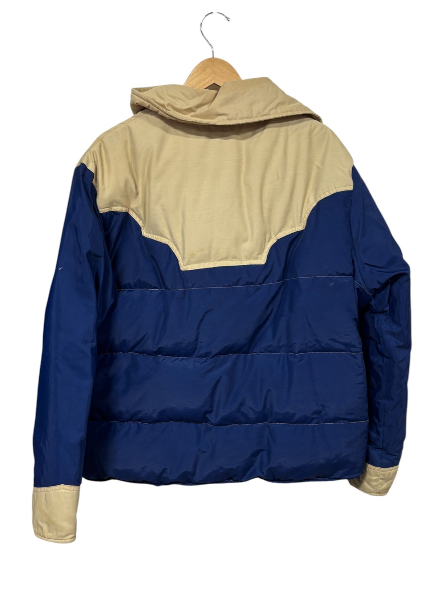 Vintage 70's Miller Blue Tan Goose Down Insulated Jacket Size XL