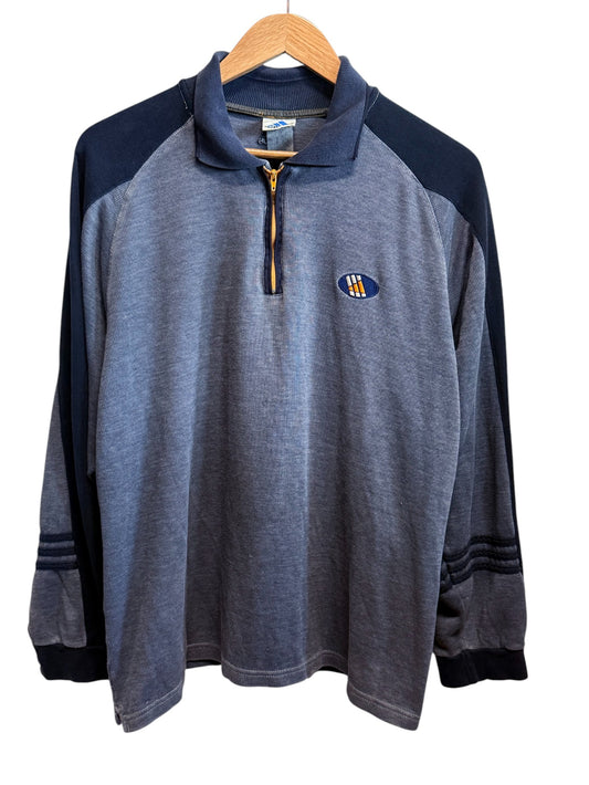 Vintage 90's Adidas Quarter Zip Blue Sweater Size Large
