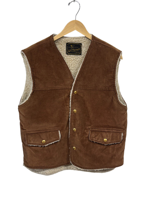 Vintage 80's Westwind Sportswear Sherpa Lined Brown Vest Size Large