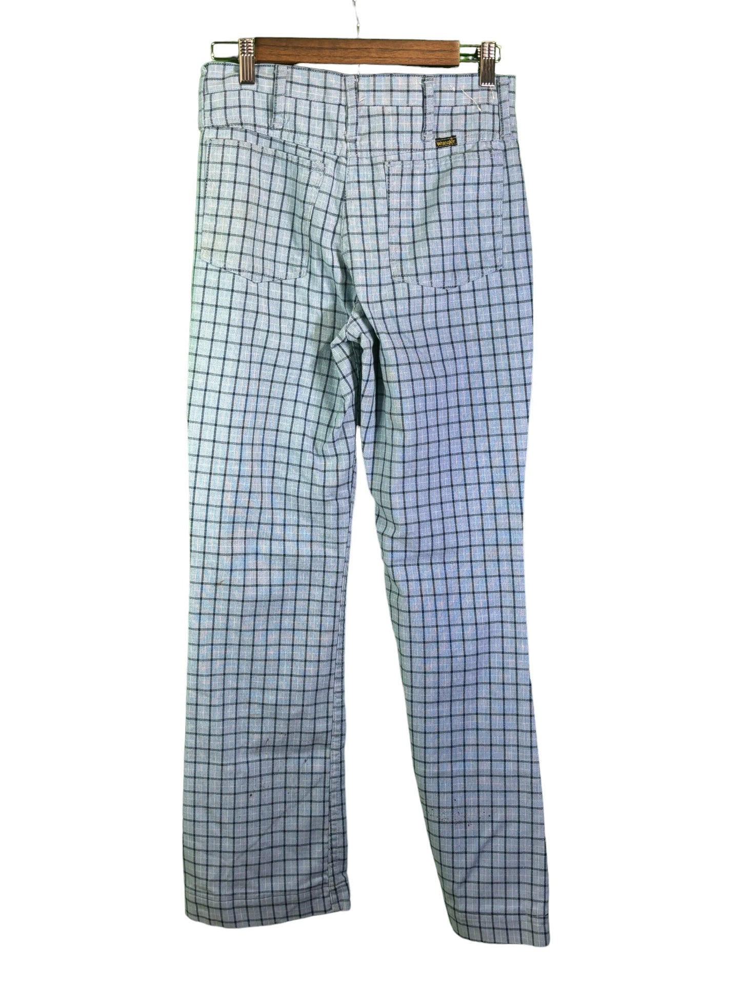 Vintage Wrangler Light Blue Plaid Slacks Size 28x29