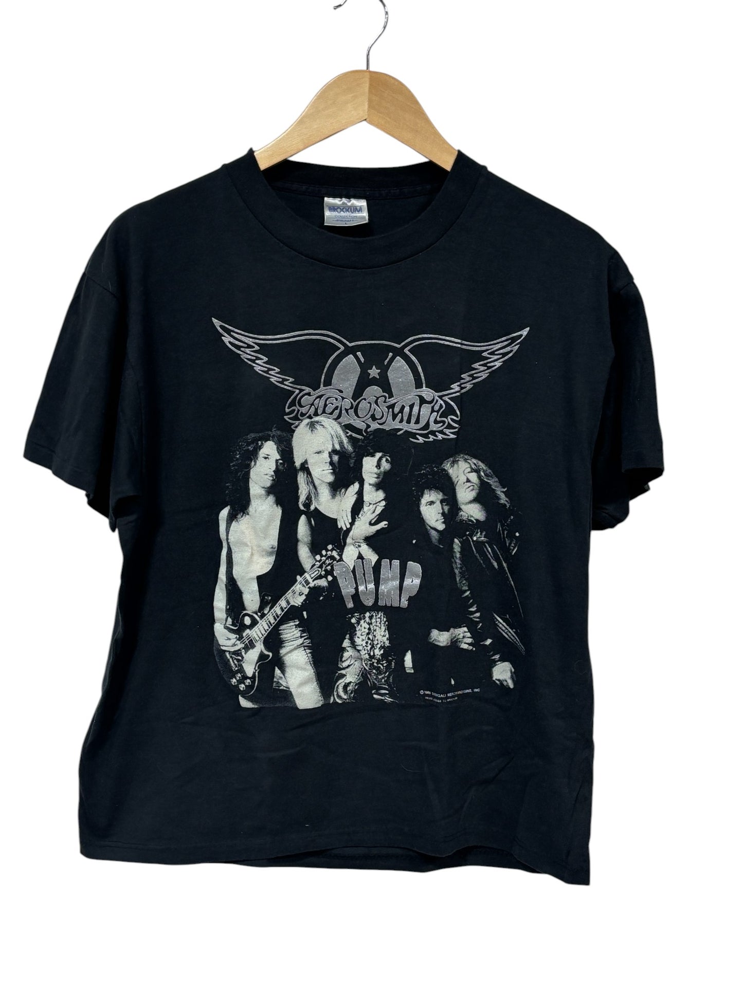 Vintage 1989 Aerosmith Brockum Pump Concert Tour Graphic Tee Size Large