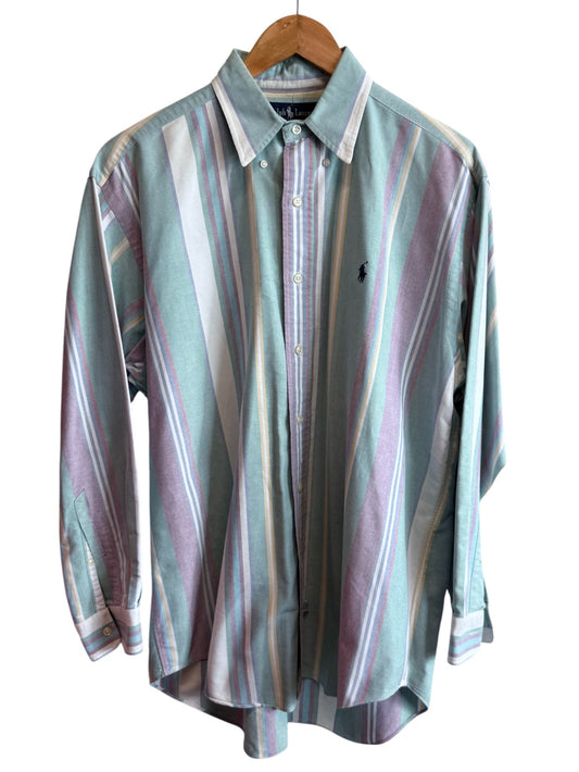 Vintage Polo Ralph Lauren Pastel Striped Oxford Shirt Size Small