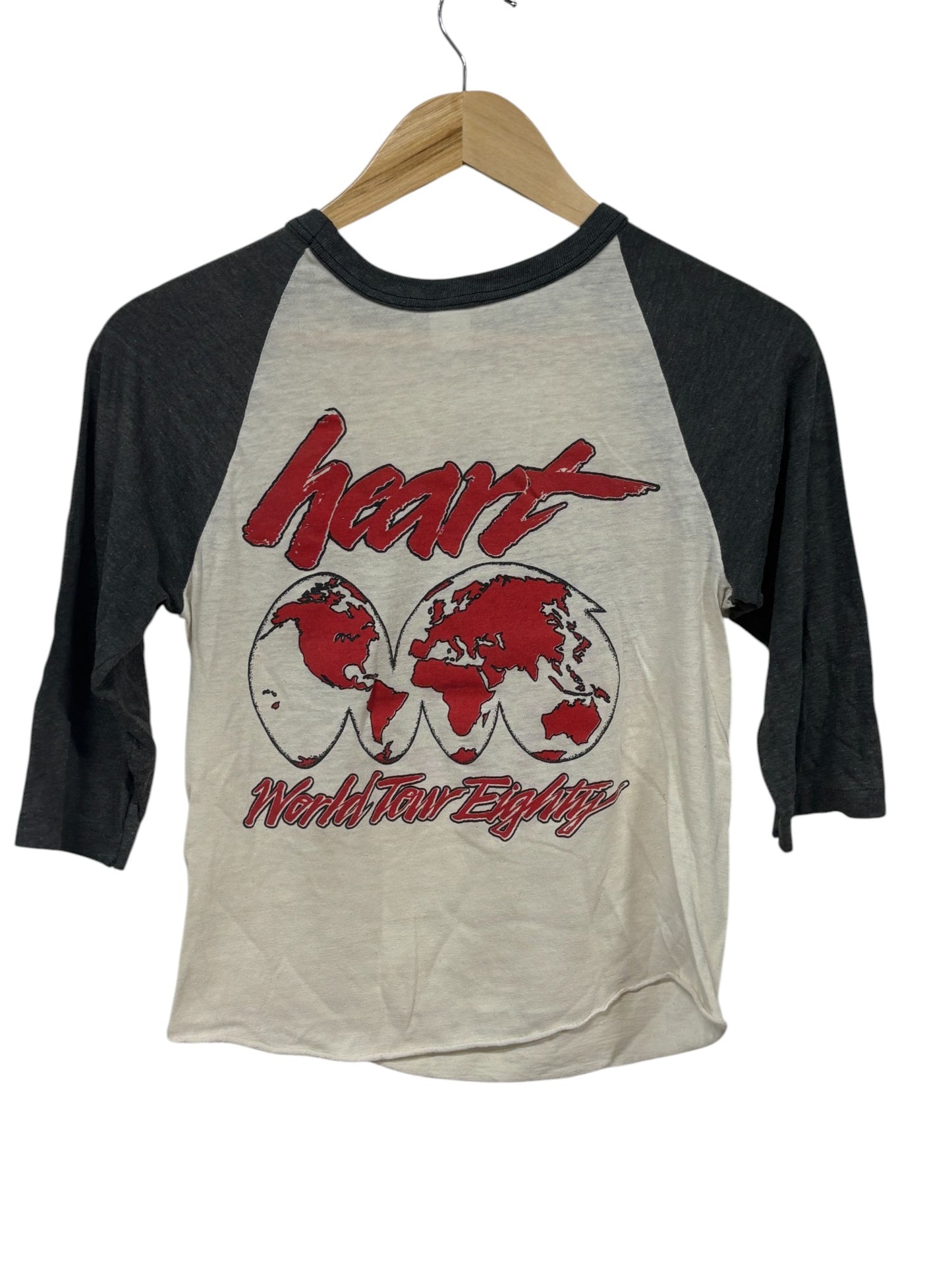 Vintage 1980 Heart Bebe Le Strange Concert Tour Band Raglan Tee Size Small