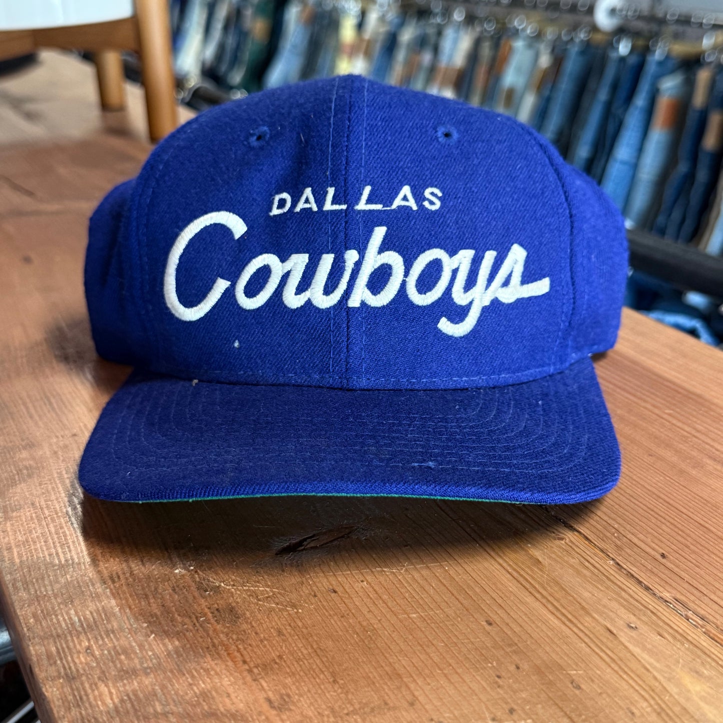 Vintage 90's Sports Specialties Dallas Cowboys Script Blue Snapback Hat