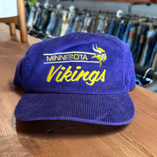 Vintage 90's Minnesota Vikings Purple Corduroy American Needle Script Hat