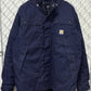 Carhartt Navy Blue FR Button Up Work Jacket Size XL Tall