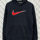 Y2K Nike Black Red Swoosh Pullover Hoodie Size Medium