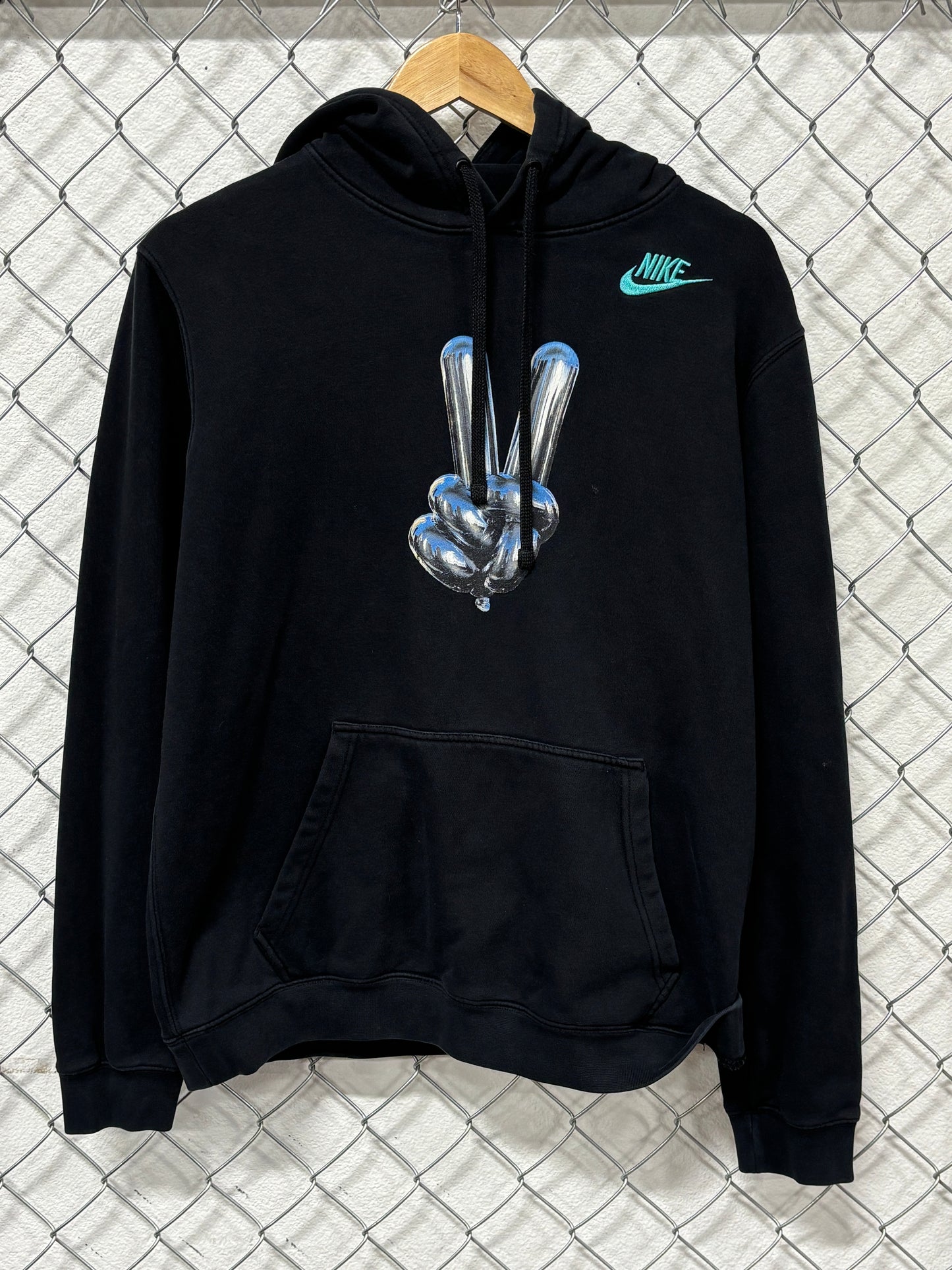 Nike Peace Sign Windmill Black Logo Hoodie Size Medium