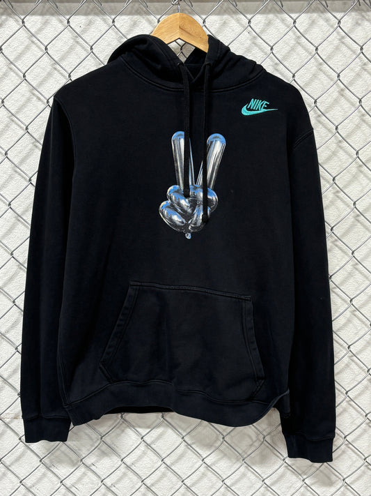 Nike Peace Sign Windmill Black Logo Hoodie Size Medium