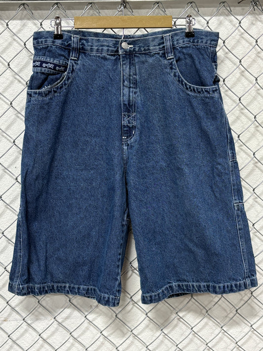 Y2K One Tough Brand Baggy Cargo Denim Shorts Size 36