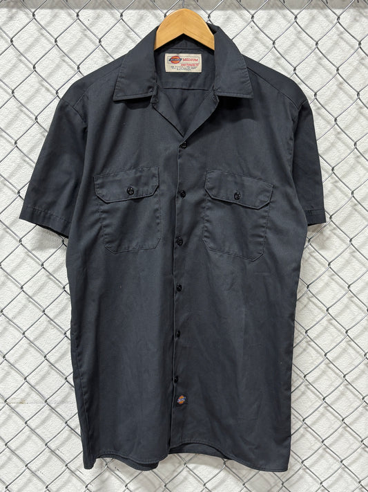 Dickies Grey Short Sleeve Button Up Workwear Shirt Size Medium