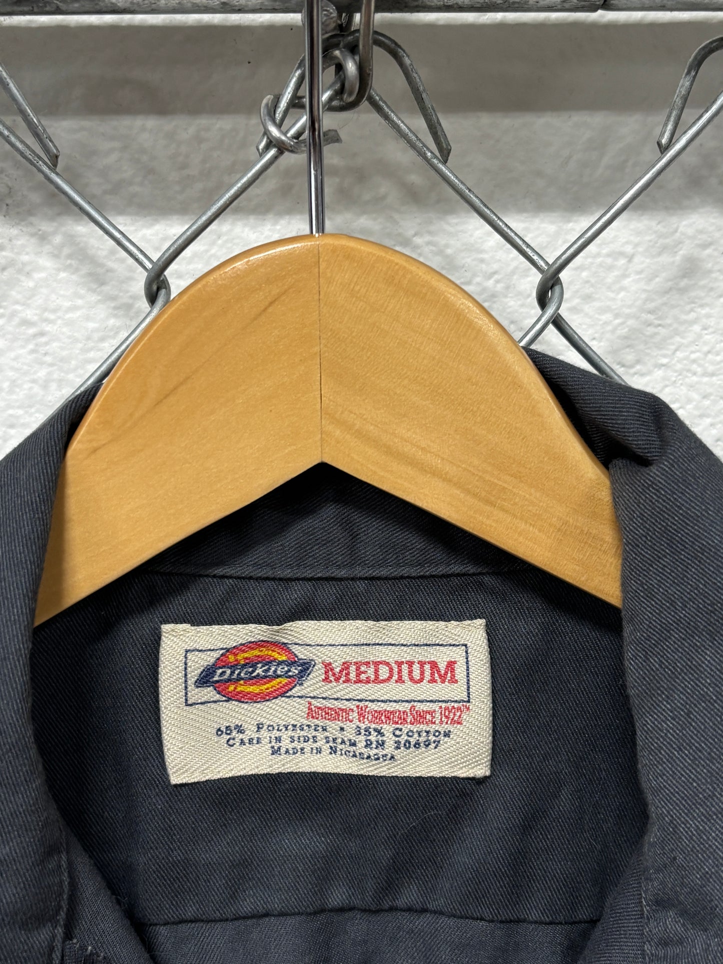 Dickies Grey Short Sleeve Button Up Workwear Shirt Size Medium