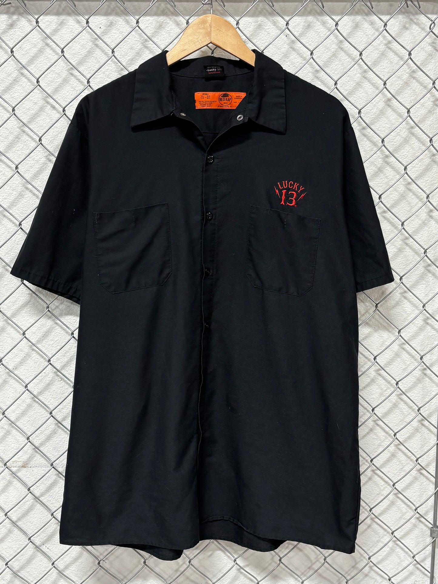 Y2k Lucky 13 Black Button Up Mechanic Style Shirt Size XL