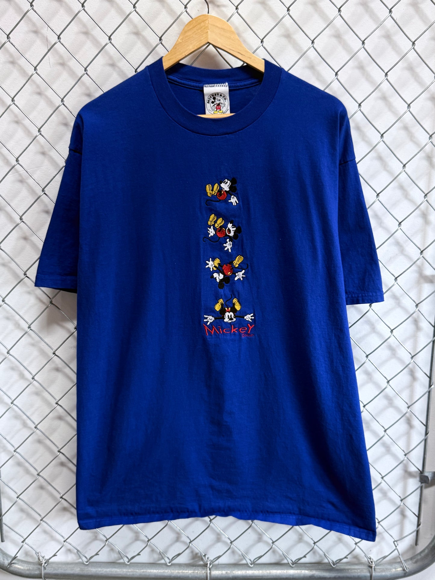 Vintage 90's Disney Mickey Mouse Embroidered Cartoon Tee Size XL