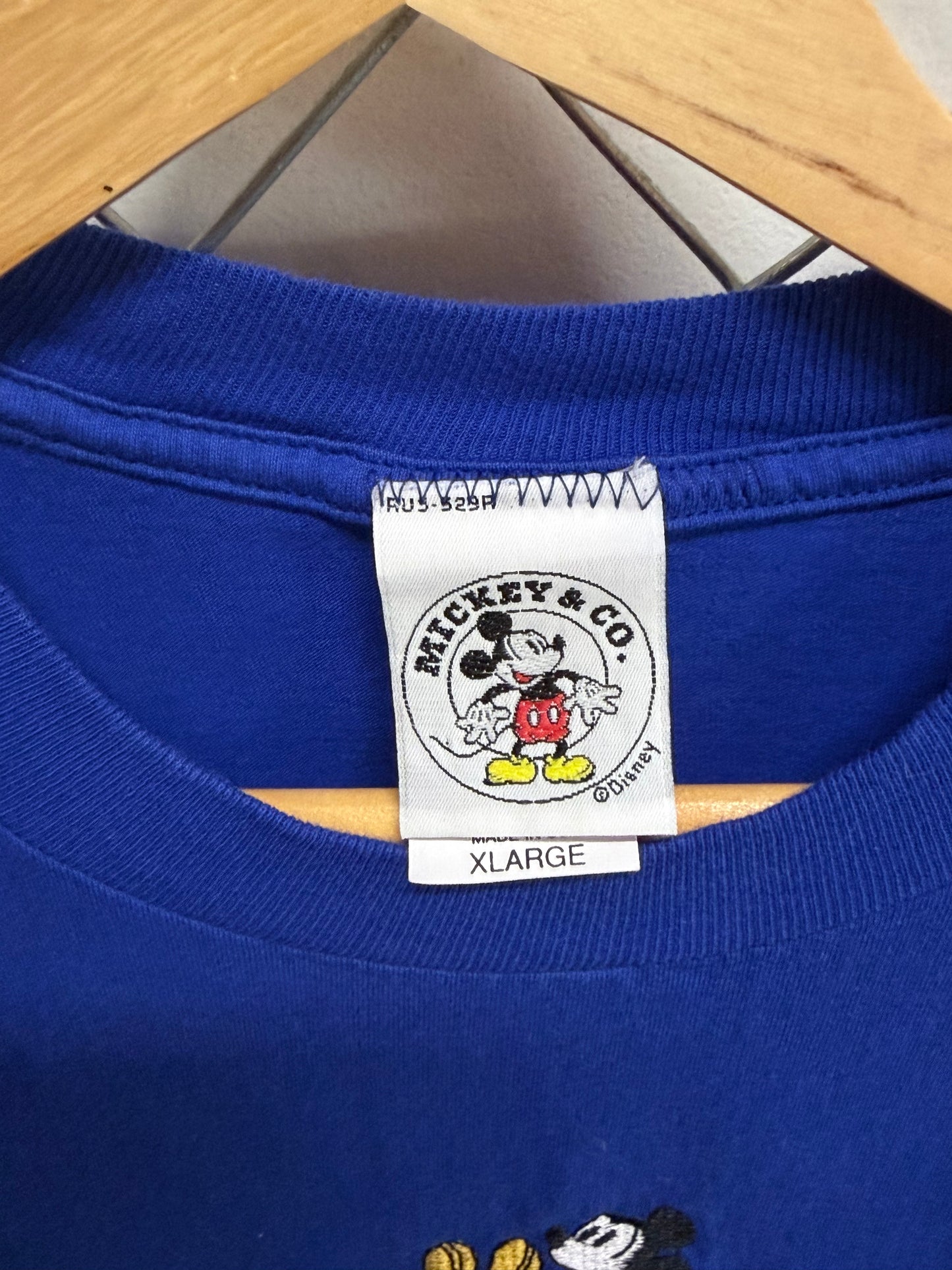 Vintage 90's Disney Mickey Mouse Embroidered Cartoon Tee Size XL