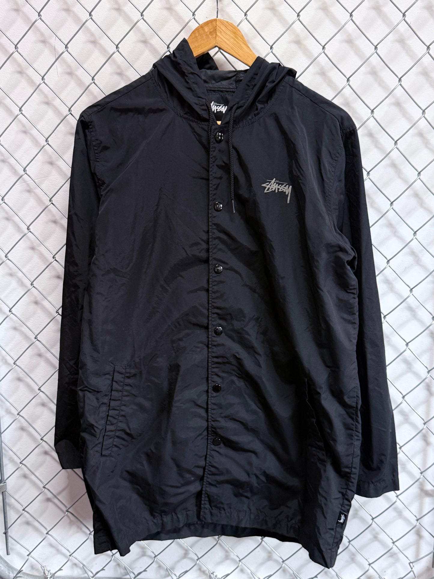 Stussy Black Double S Logo Windbreaker Jacket Size Small
