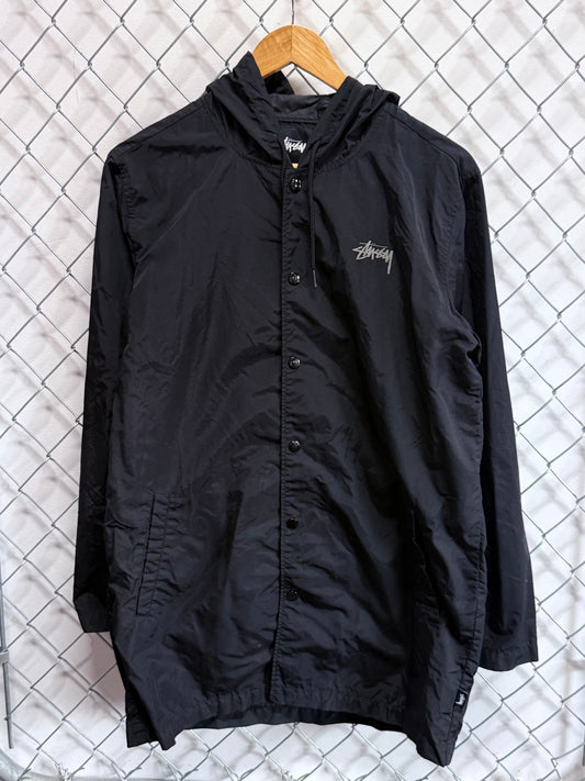 Stussy Black Double S Logo Windbreaker Jacket Size Small