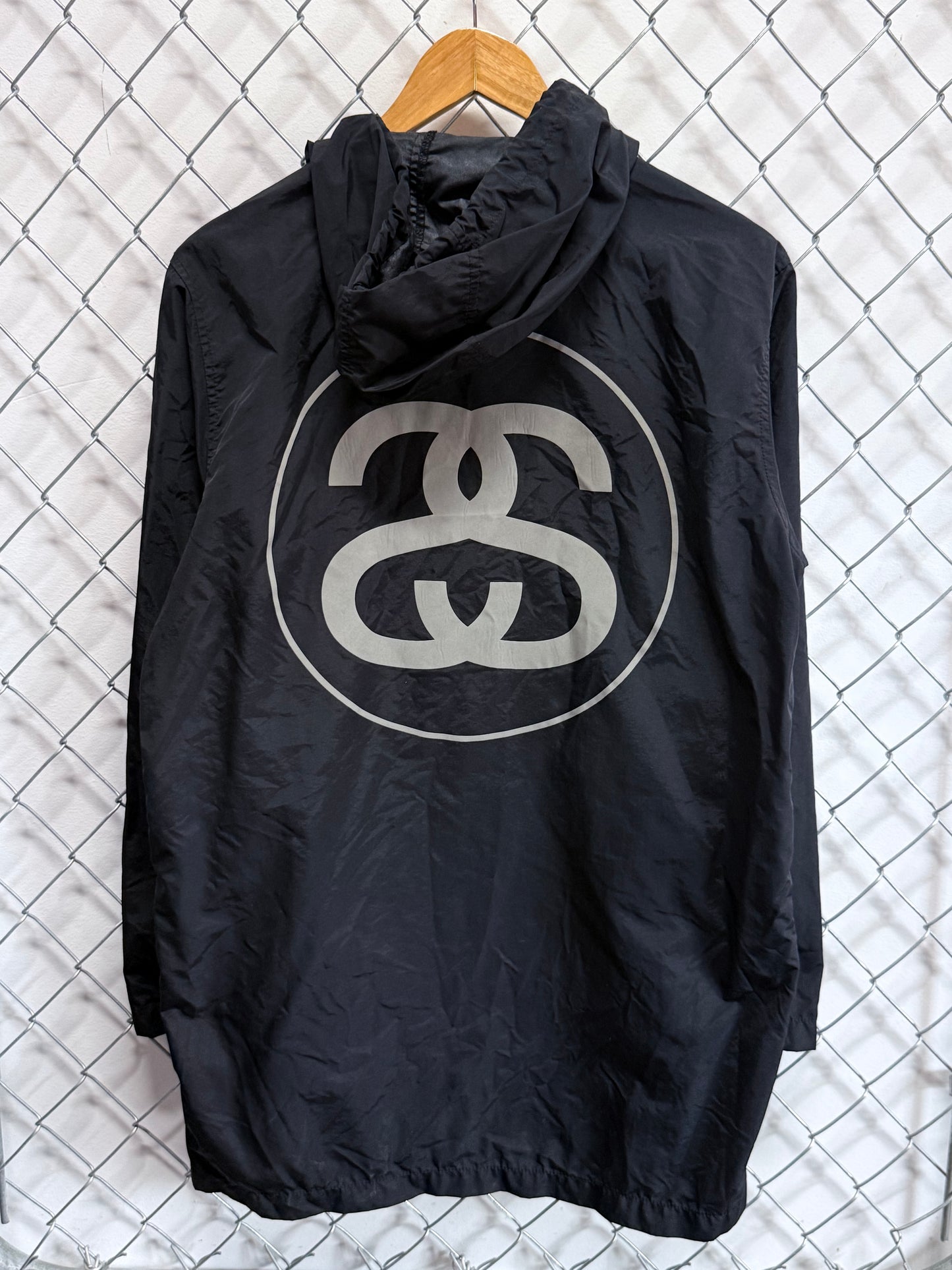 Stussy Black Double S Logo Windbreaker Jacket Size Small