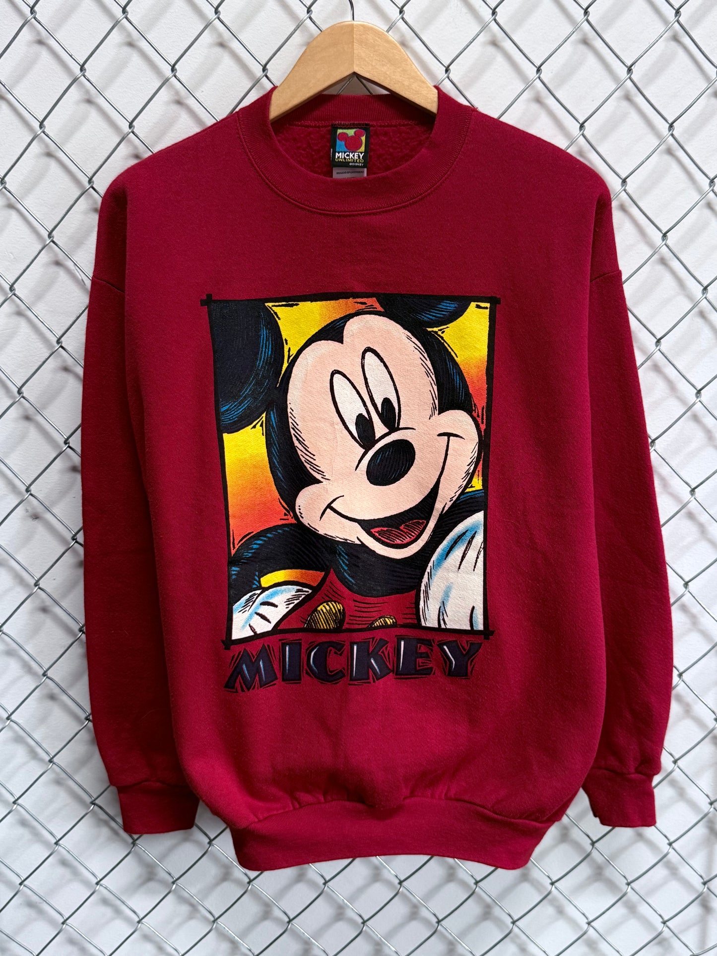 Vintage 90's Disney Mickey Mouse Red Cartoon Sweater Size Large