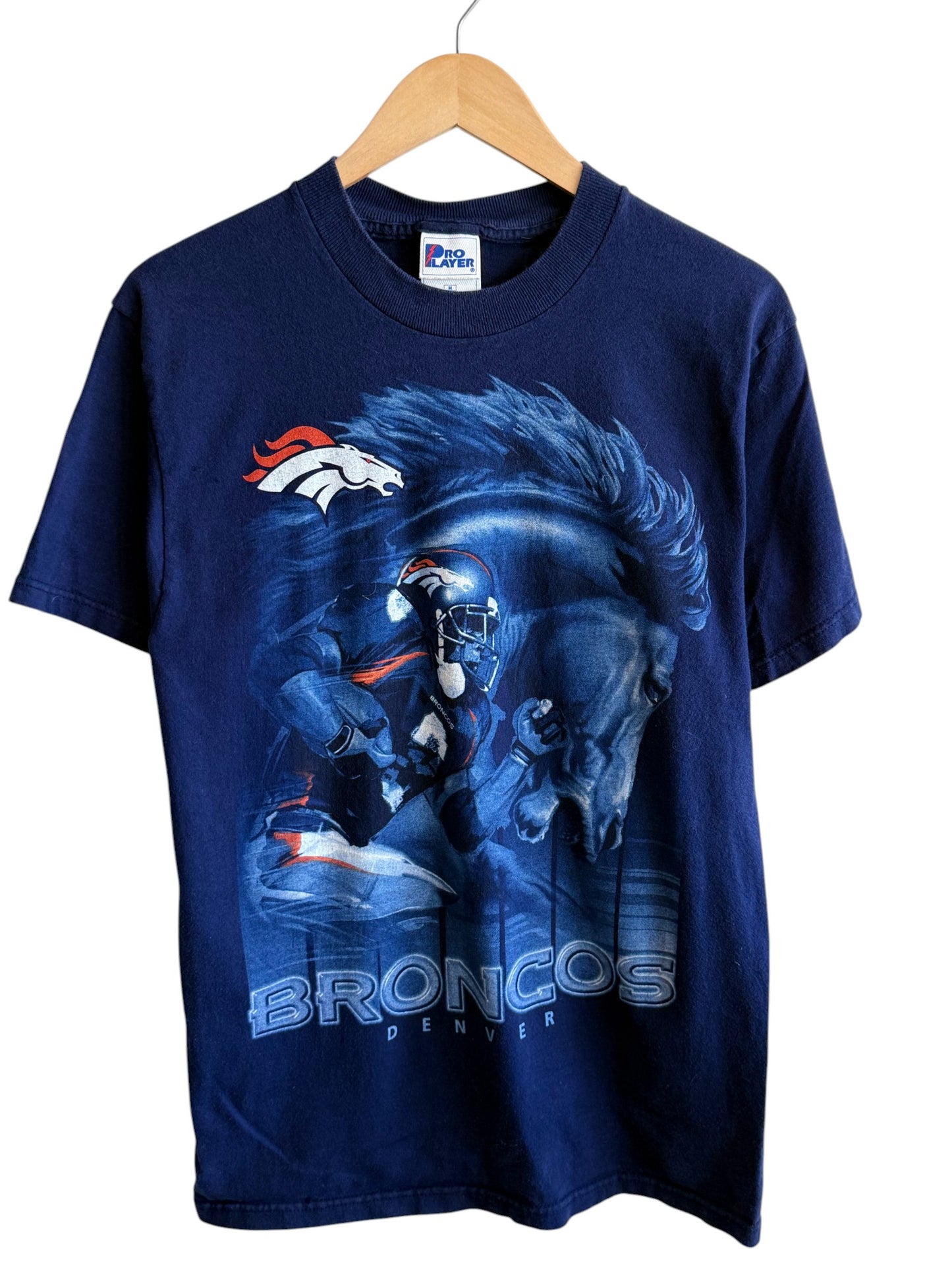 Vintage Y2K Denver Broncos Big Print NFL Logo Tee Size Medium