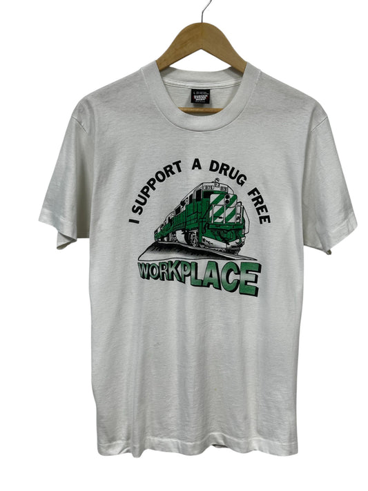 Vintage 80's Drug Free Workplace Operation Stop Graphic Tee Size Large