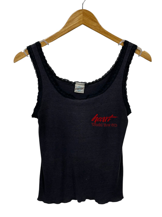Vintage 1980 Heart Band World Tour Lace Tank Top Size Large