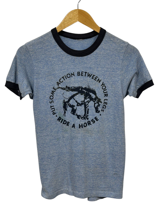 Vintage 80's Put Some Action Between Your Legs Ride a Horse Tee Size Small