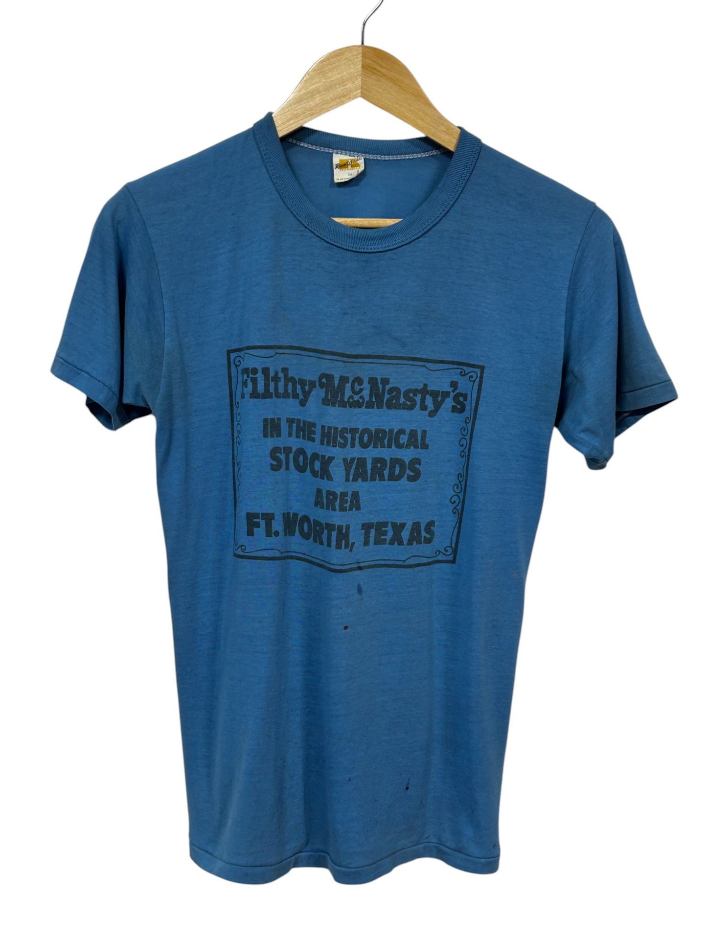 Vintage 80's Filthy McNasty's Stock Yards Texas Graphic Tee Size Medium