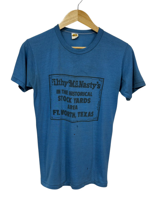 Vintage 80's Filthy McNasty's Stock Yards Texas Graphic Tee Size Medium