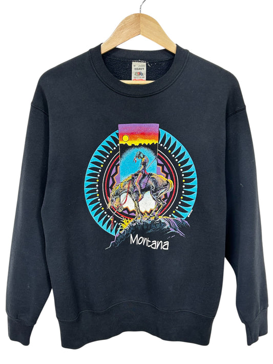 Vintage 80's Montana Native American Horse Rider Sweater Size Medium