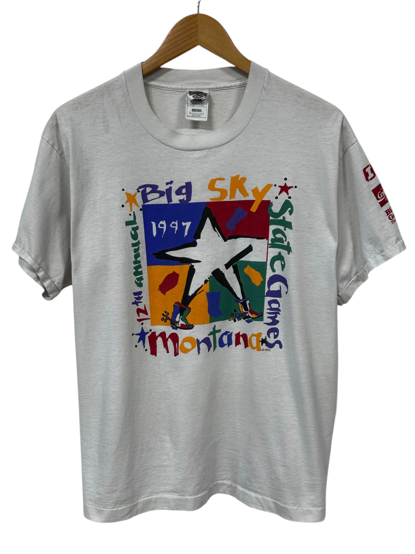 Vintage 1997 Montana Big Sky State Games Graphic Tee Size Large