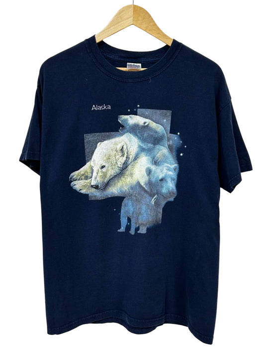 Vintage 90's Alaska Polar Bears Nature Graphic Tee Size Large