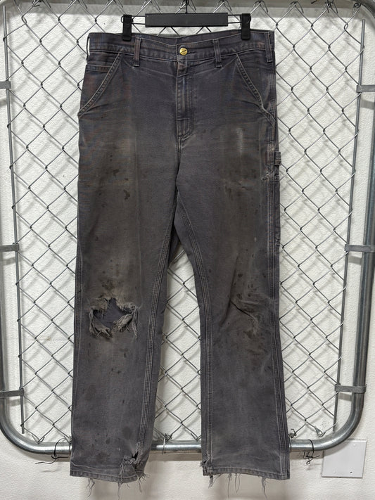 Carhartt Faded Distressed Grey Carpenter Pants Size 32x31