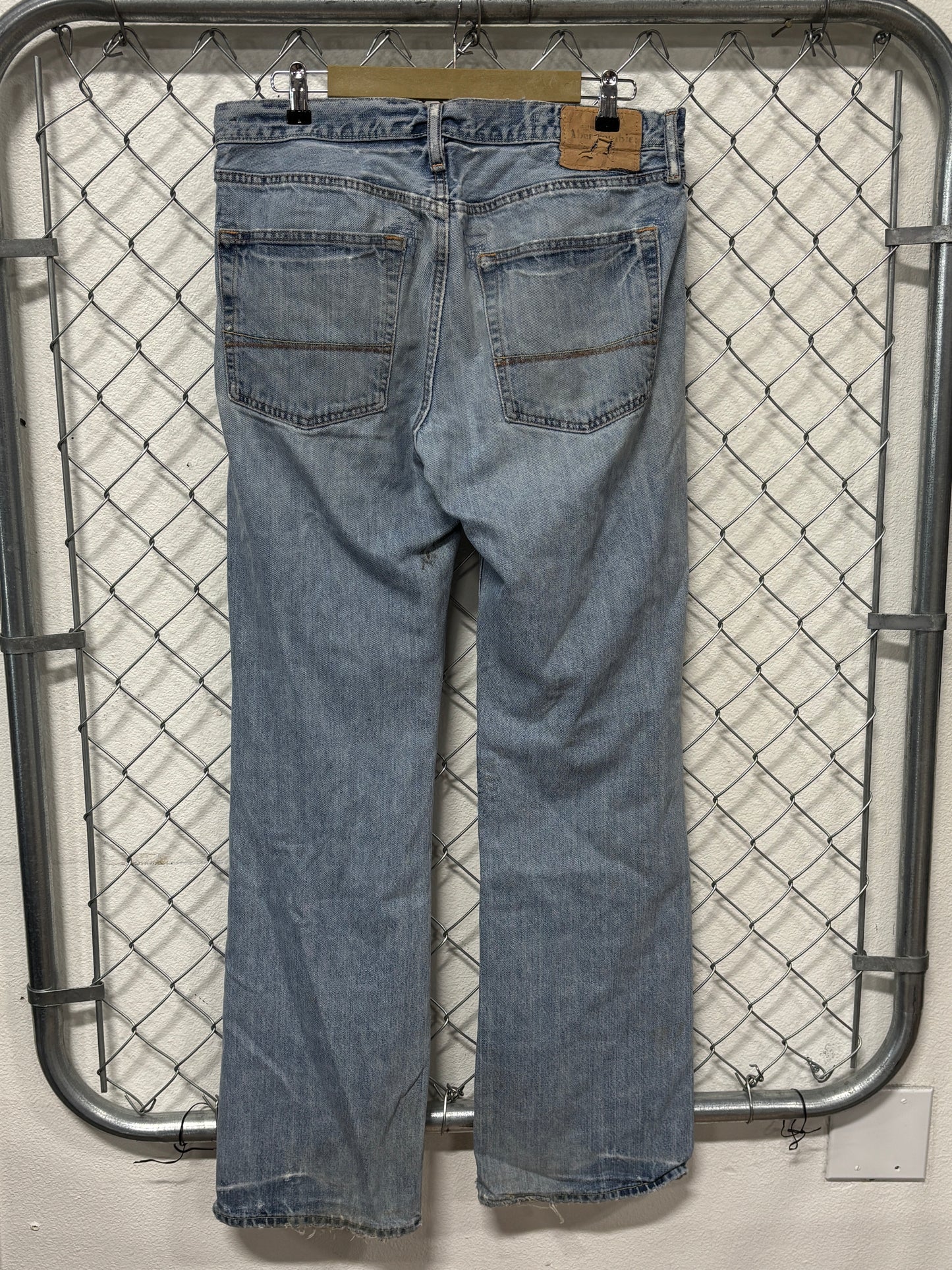 Y2K Abercrombie & Fitch Button Fly Distressed Denim Jeans Size 34x34