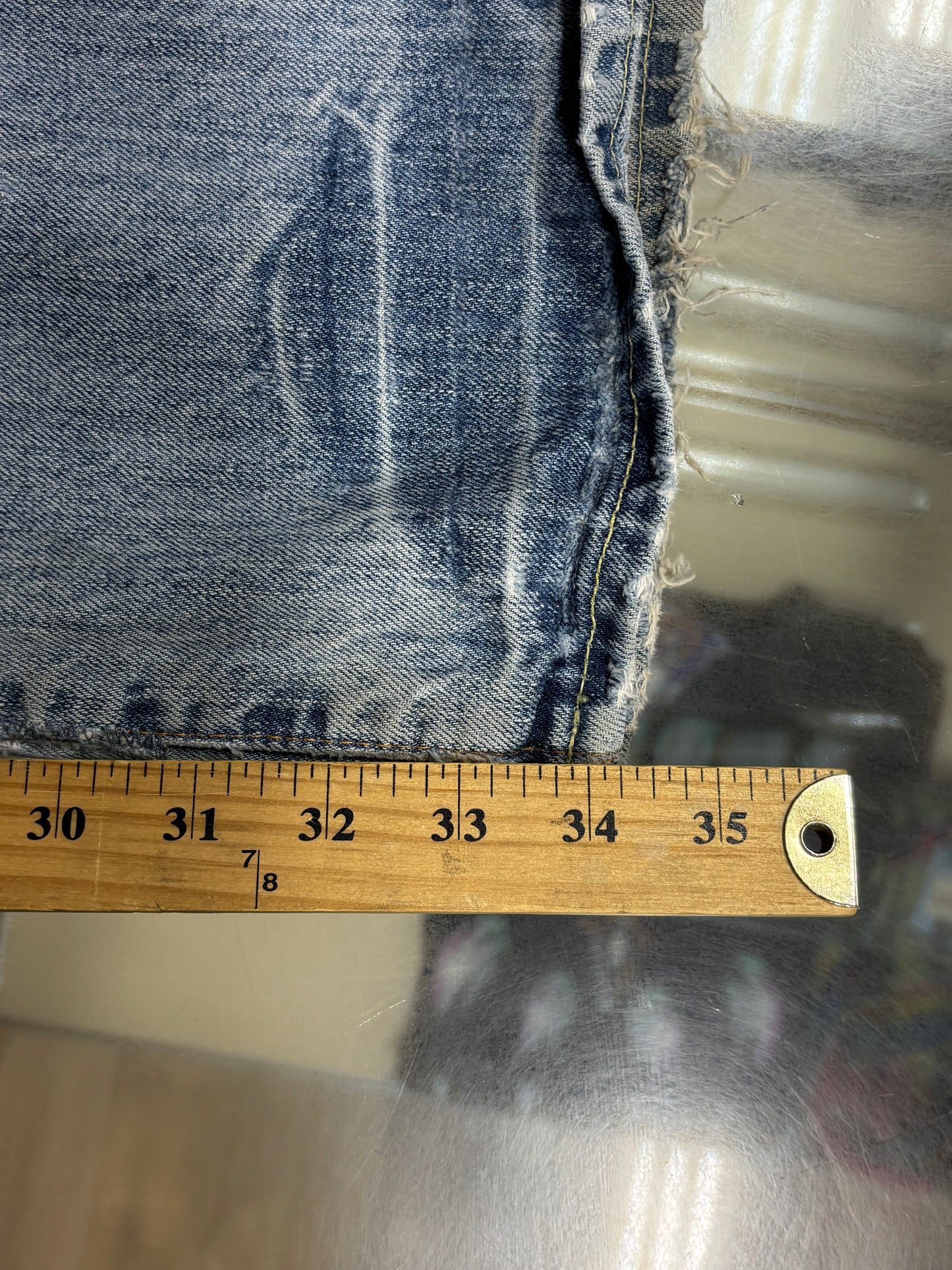 Y2K Abercrombie & Fitch Button Fly Distressed Denim Jeans Size 34x34