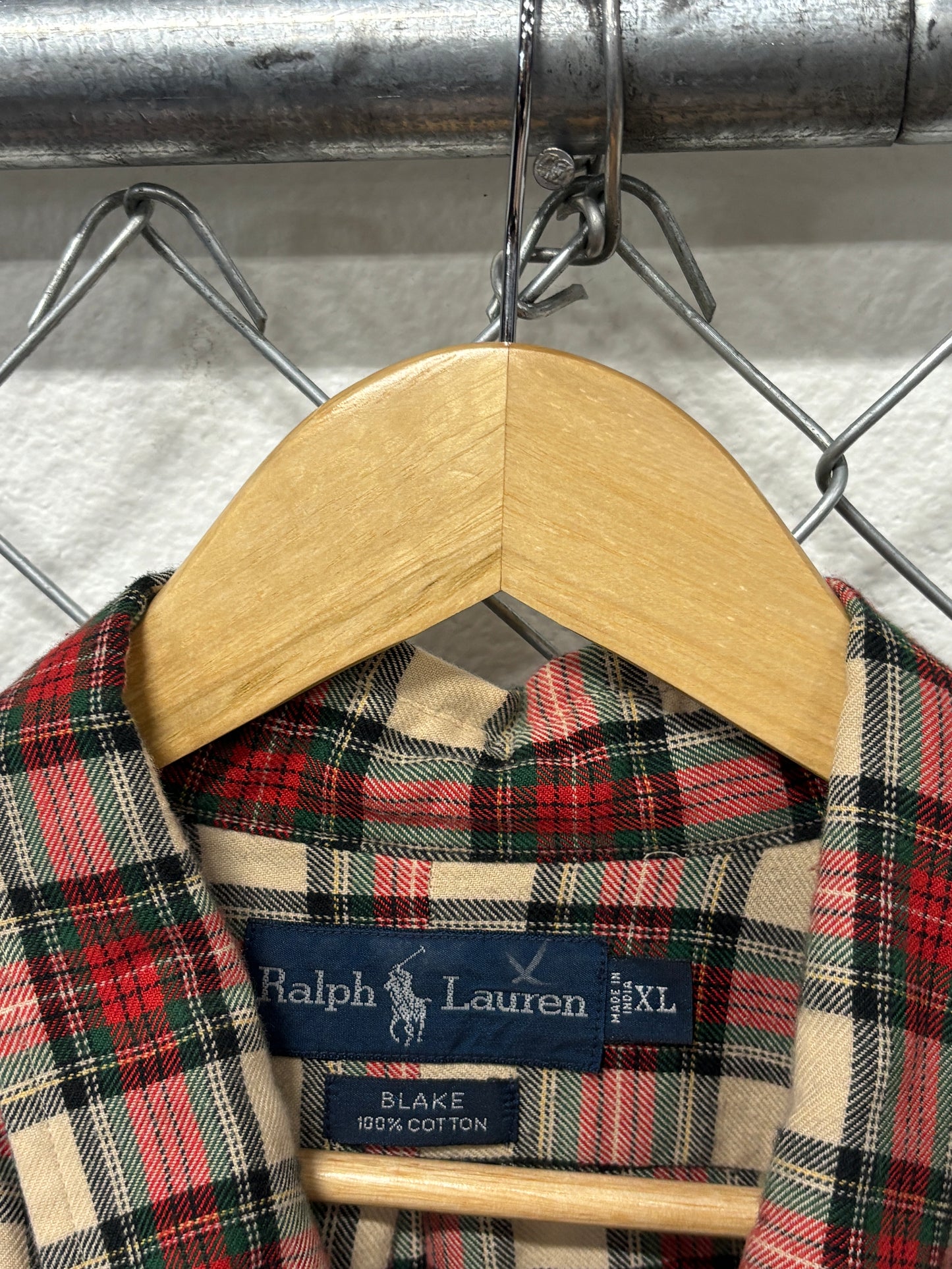 Vintage Polo Ralph Lauren Blake Checkered Flannel Button Up Shirt Size XL