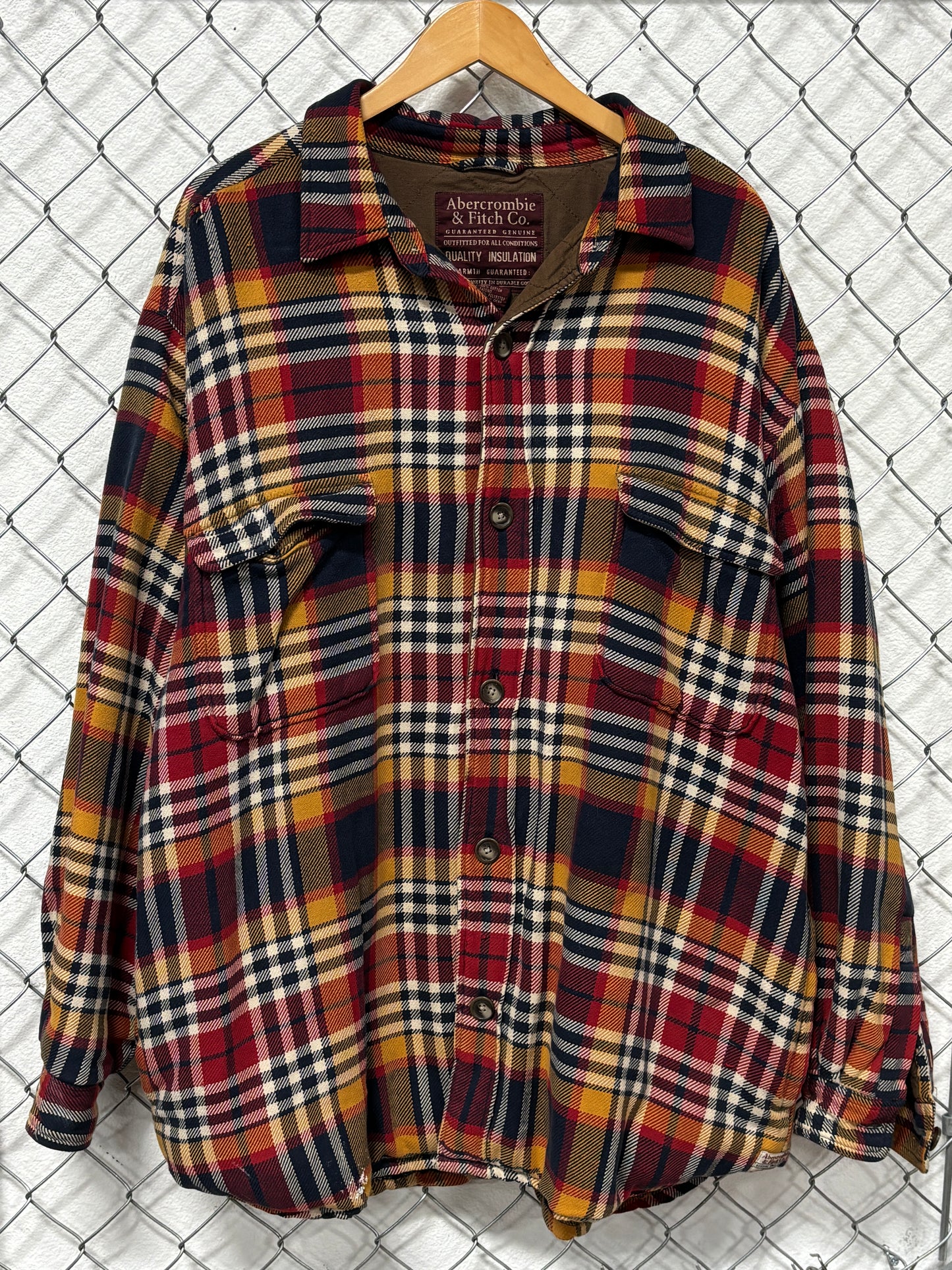 Y2K Abercrombie & Fitch Insulated Heavy Checkered Flannel Button Up Shirt Size L