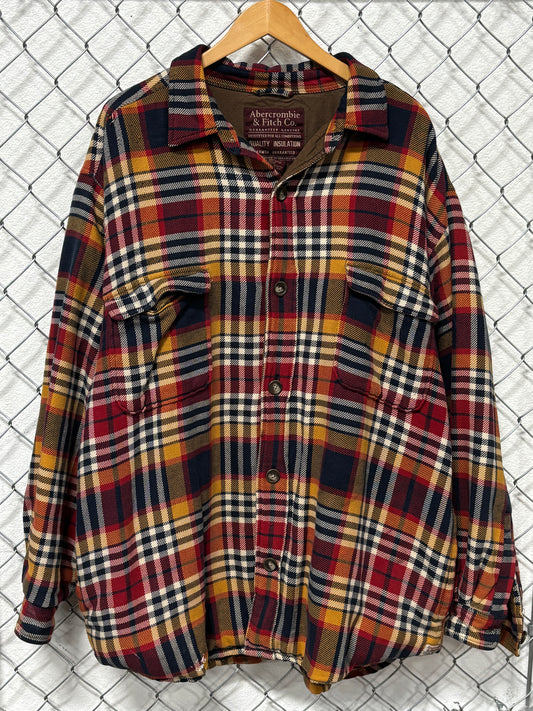 Y2K Abercrombie & Fitch Insulated Heavy Checkered Flannel Button Up Shirt Size L