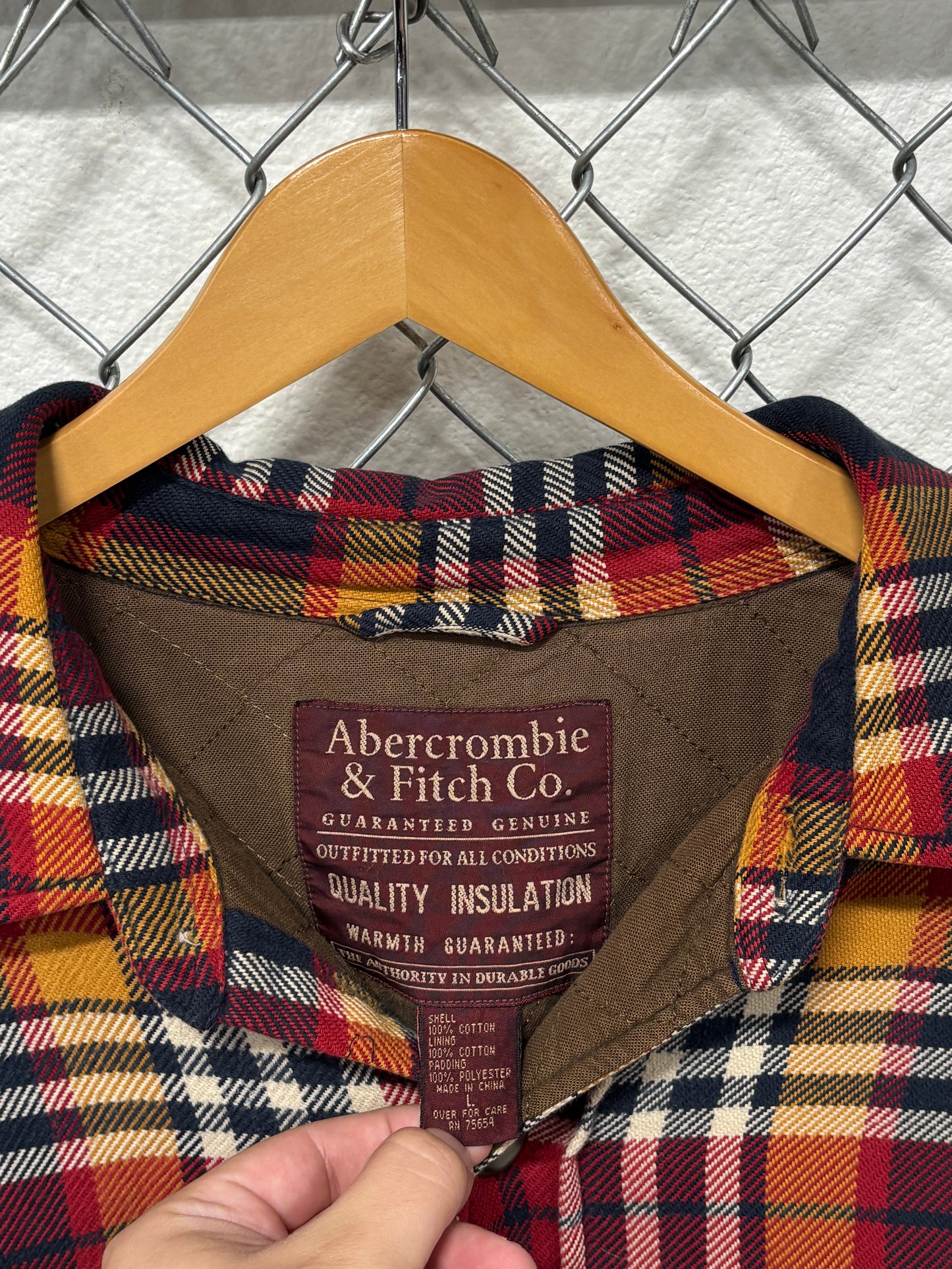 Y2K Abercrombie & Fitch Insulated Heavy Checkered Flannel Button Up Shirt Size L