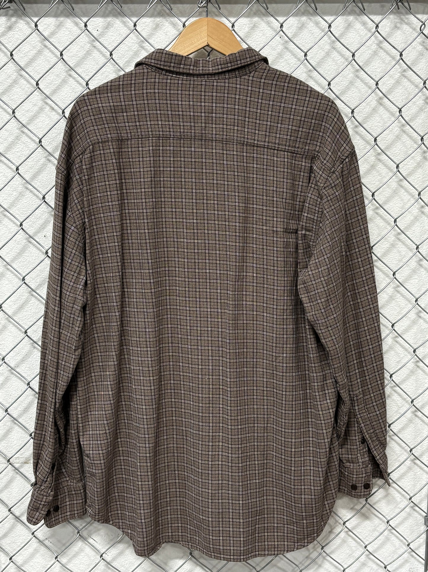 Y2K Gap Brown Plaid Button Up Flannel Shirt Size XL