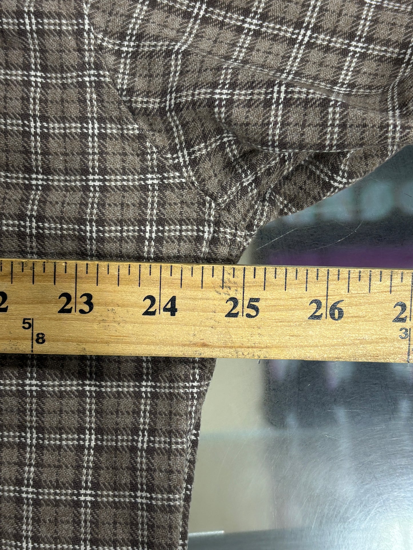 Y2K Gap Brown Plaid Button Up Flannel Shirt Size XL