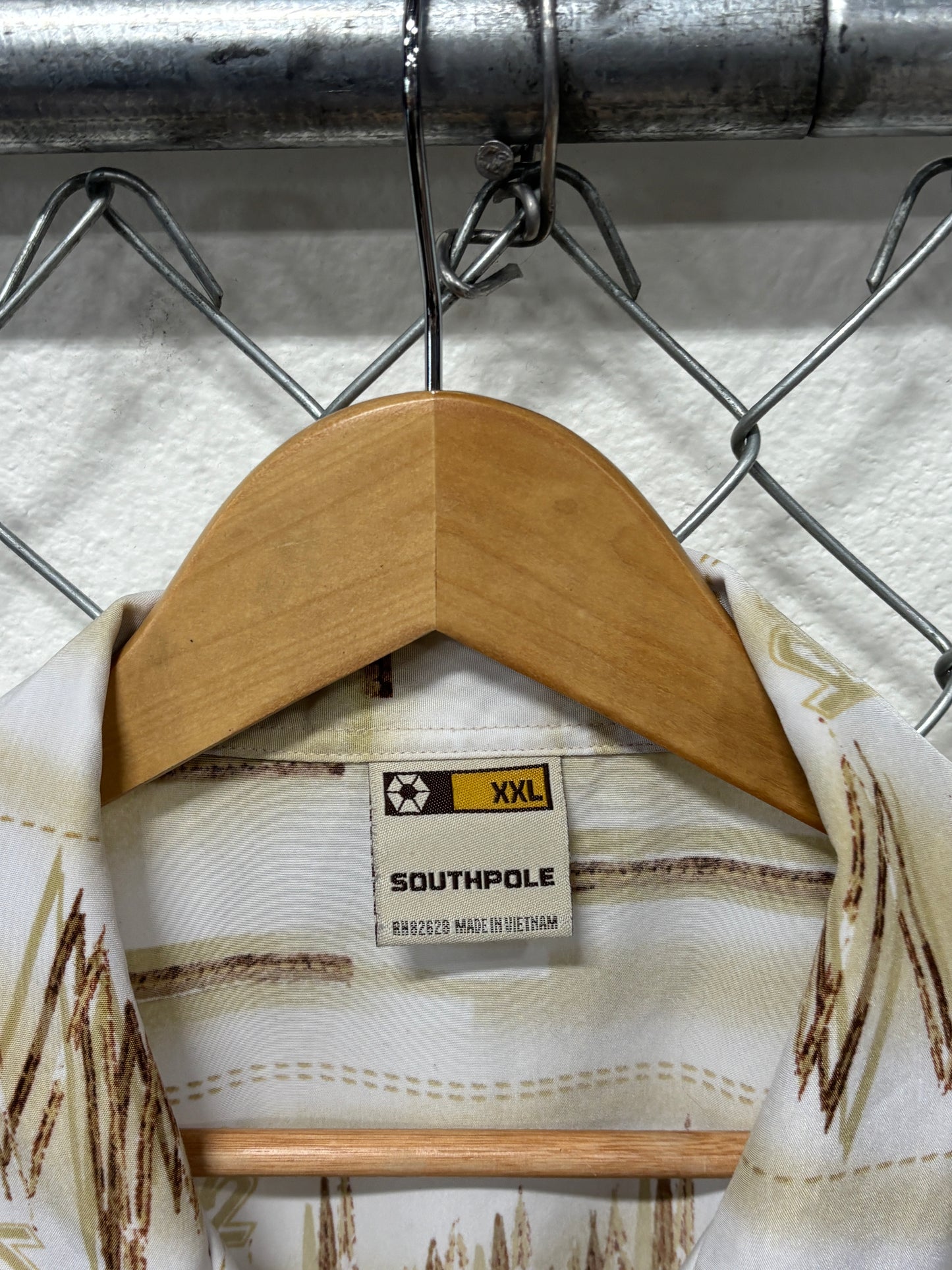 Y2K South Pole Short Sleeve White Button Up Baggy Shirt Size XXL