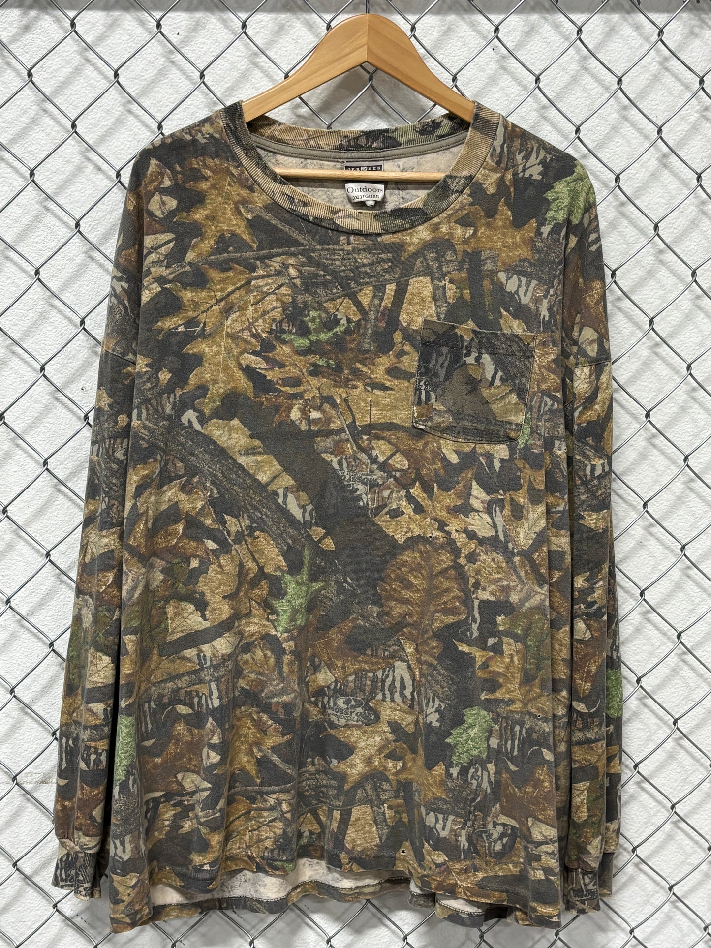 Y2K Jerzees Outdoor Woodland Hunting Camo Long Sleeve Shirt Size 3XL