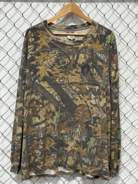 Y2K Jerzees Outdoor Woodland Hunting Camo Long Sleeve Shirt Size 3XL