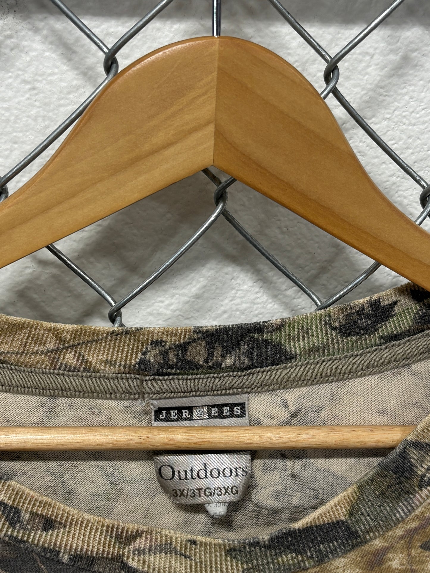 Y2K Jerzees Outdoor Woodland Hunting Camo Long Sleeve Shirt Size 3XL